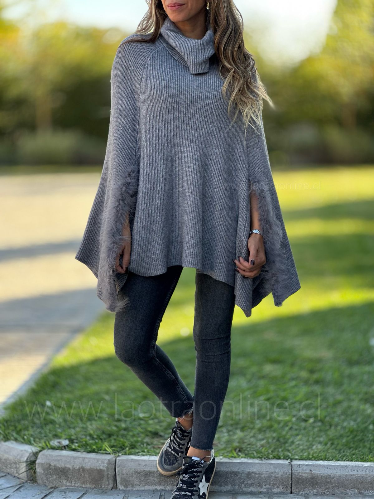 Poncho Alfonsina gris