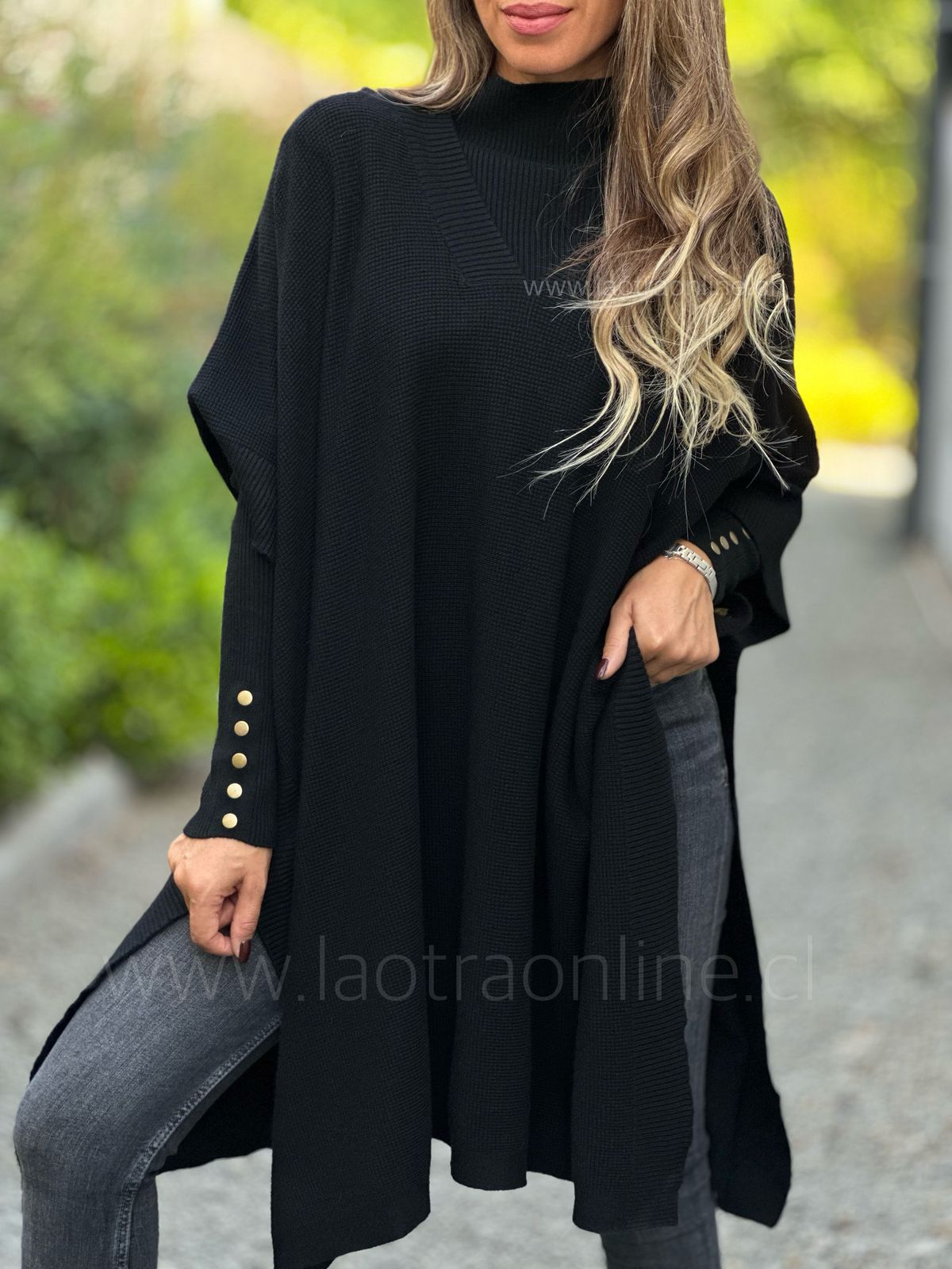 Poncho cuello V Albania negro