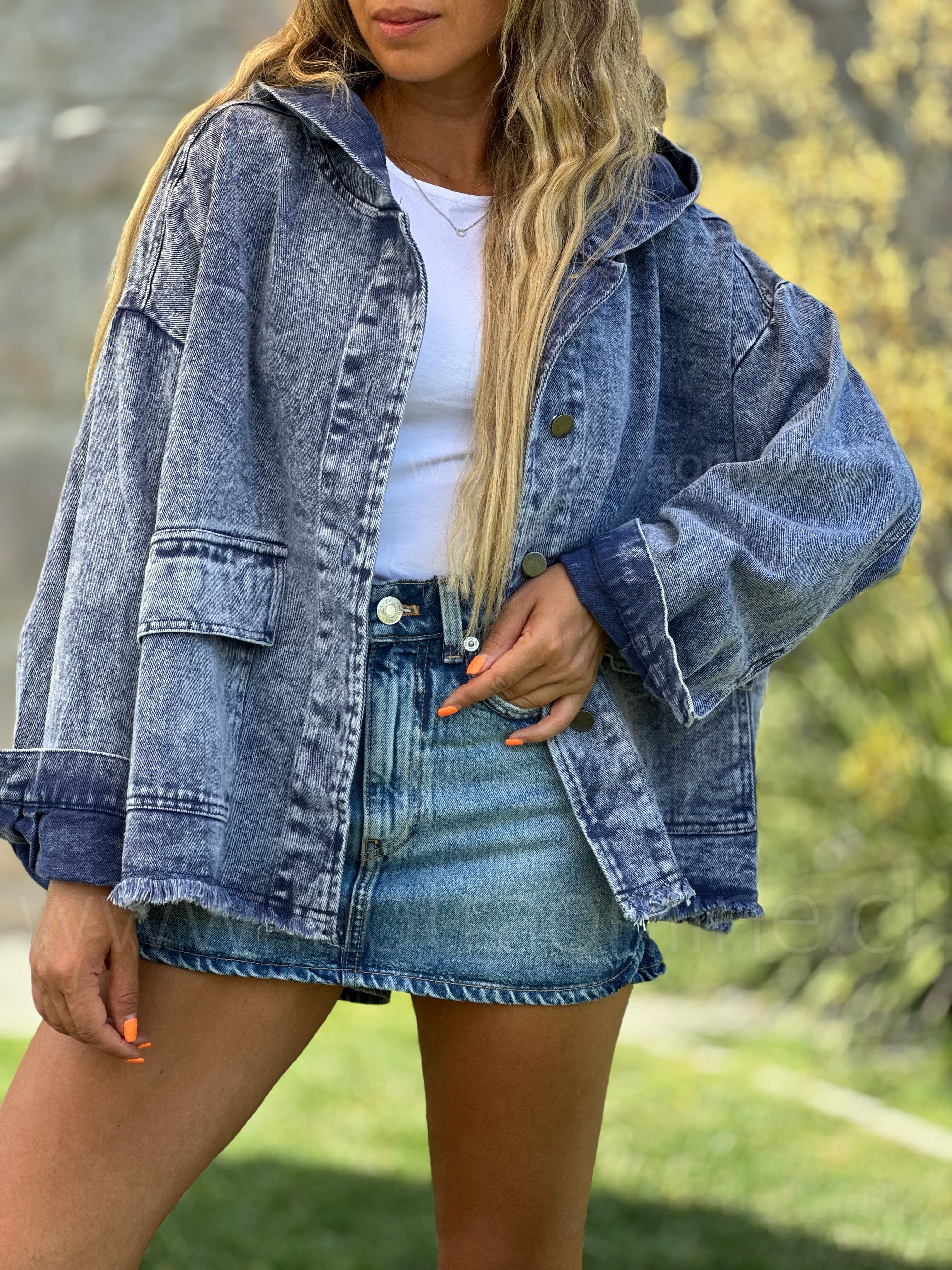 Chaqueta Mujer Denim Oversize Azul