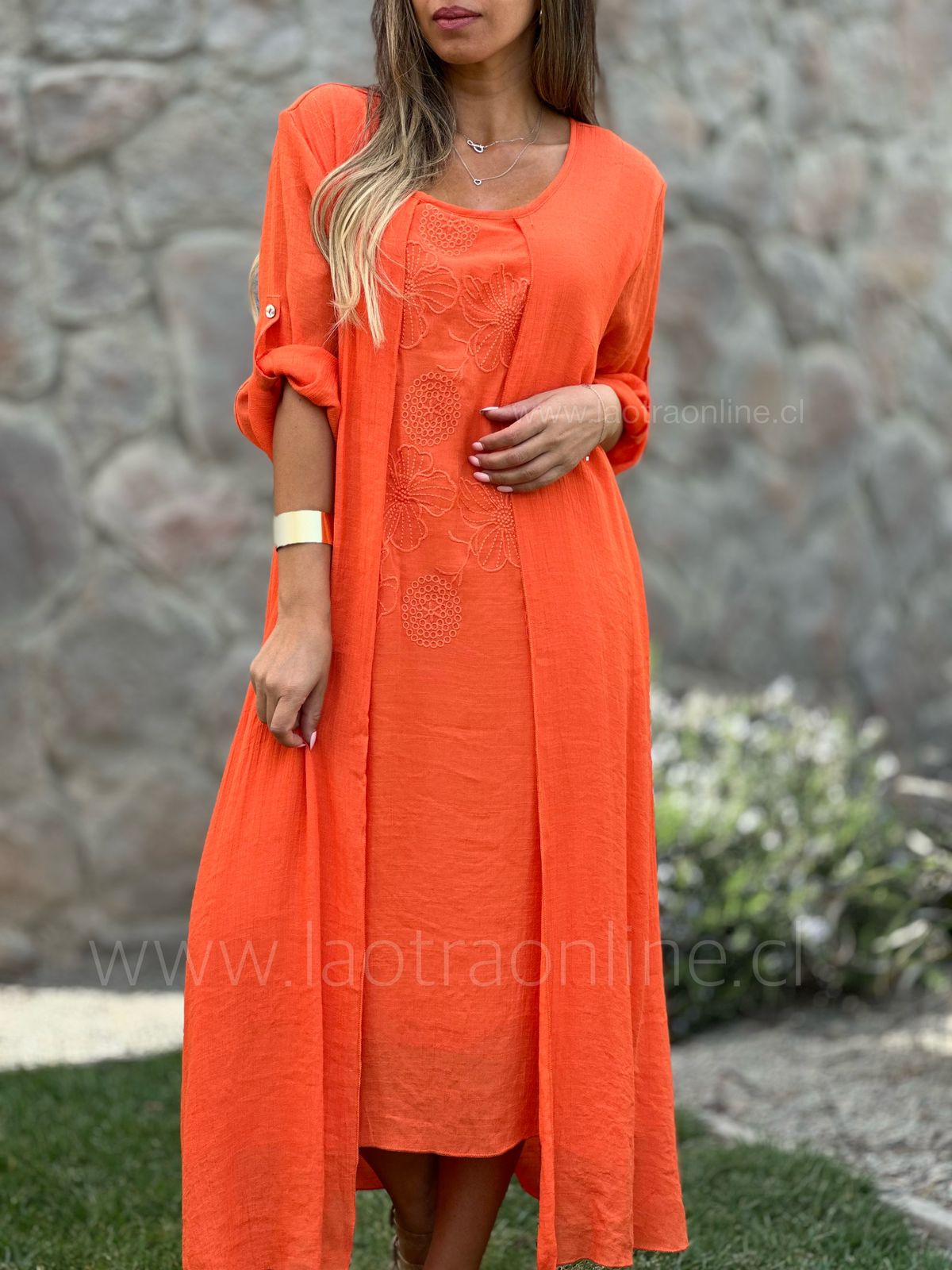 Vestido doble capa naranja