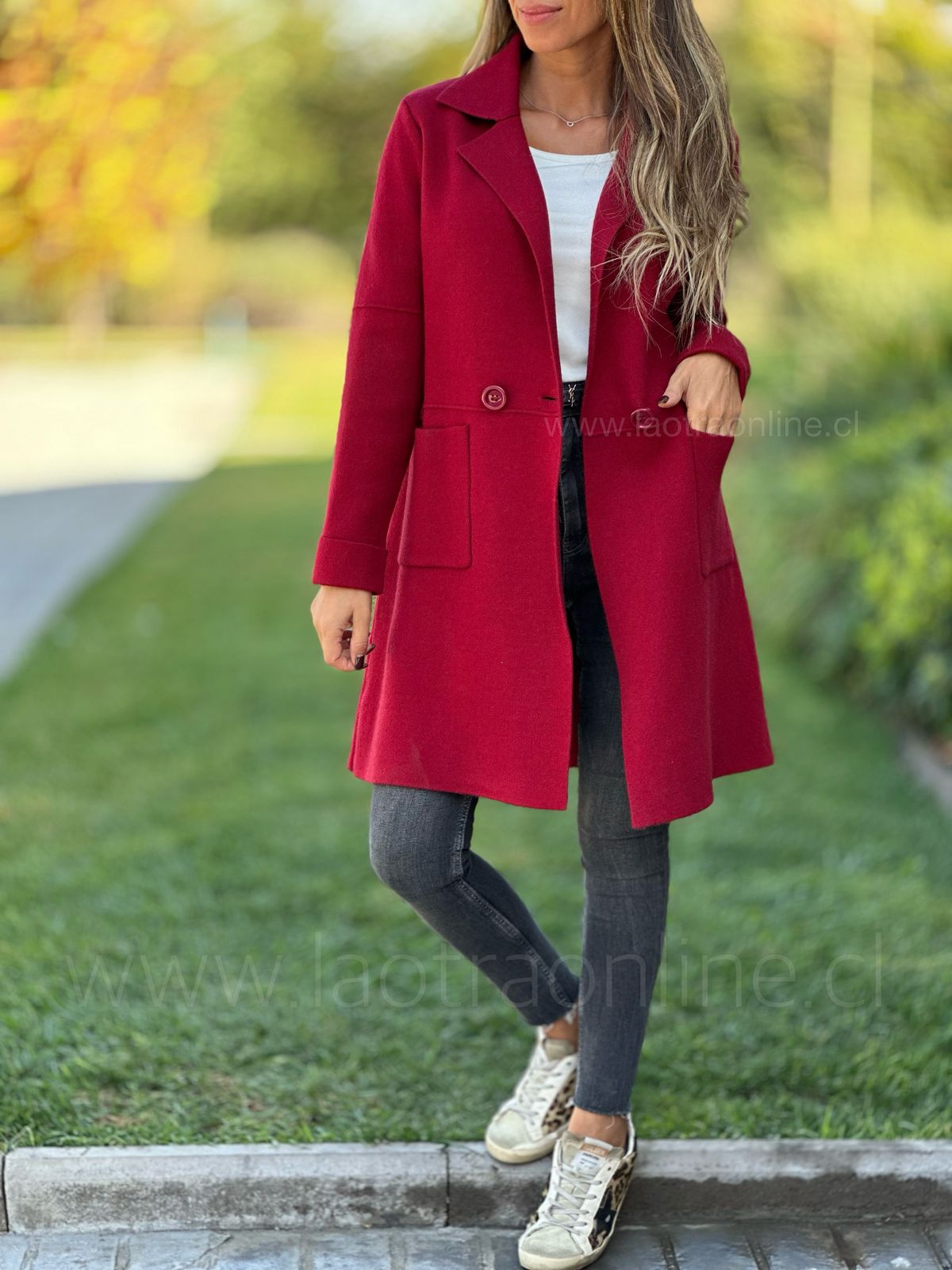 Abrigo Perla rojo
