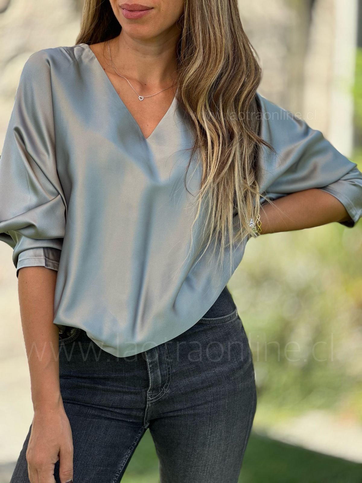 Blusa Mesina olivo/plata