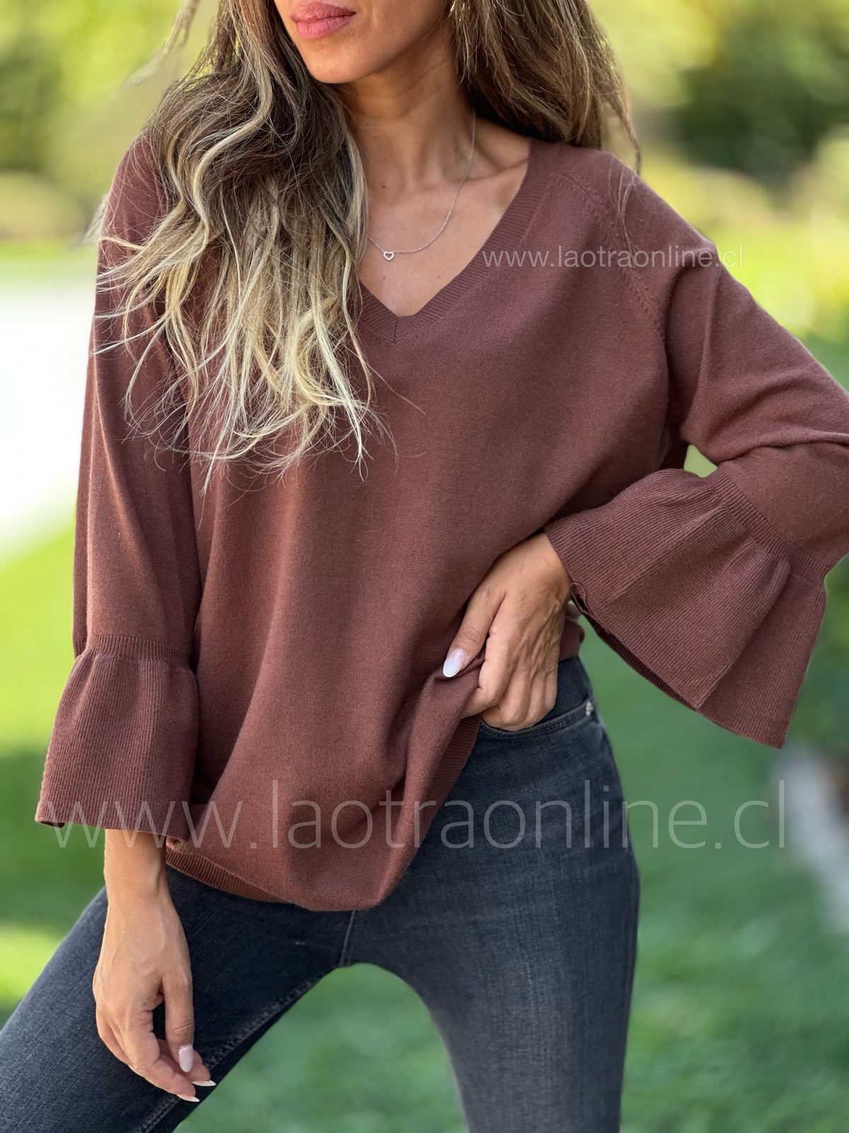 Sweater manga campana choco