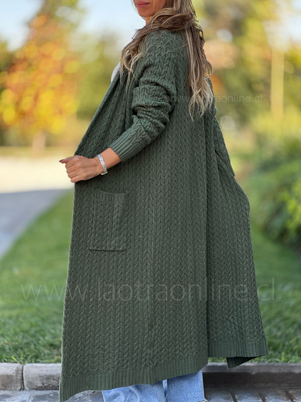 Maxi Cardigan Cosmopolita olivo