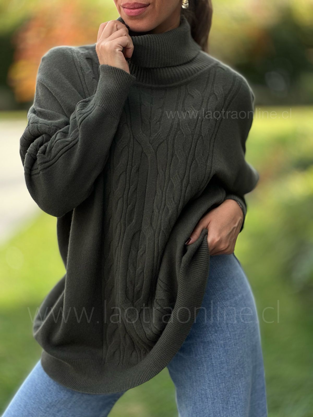 Sweater Trenzas olivo