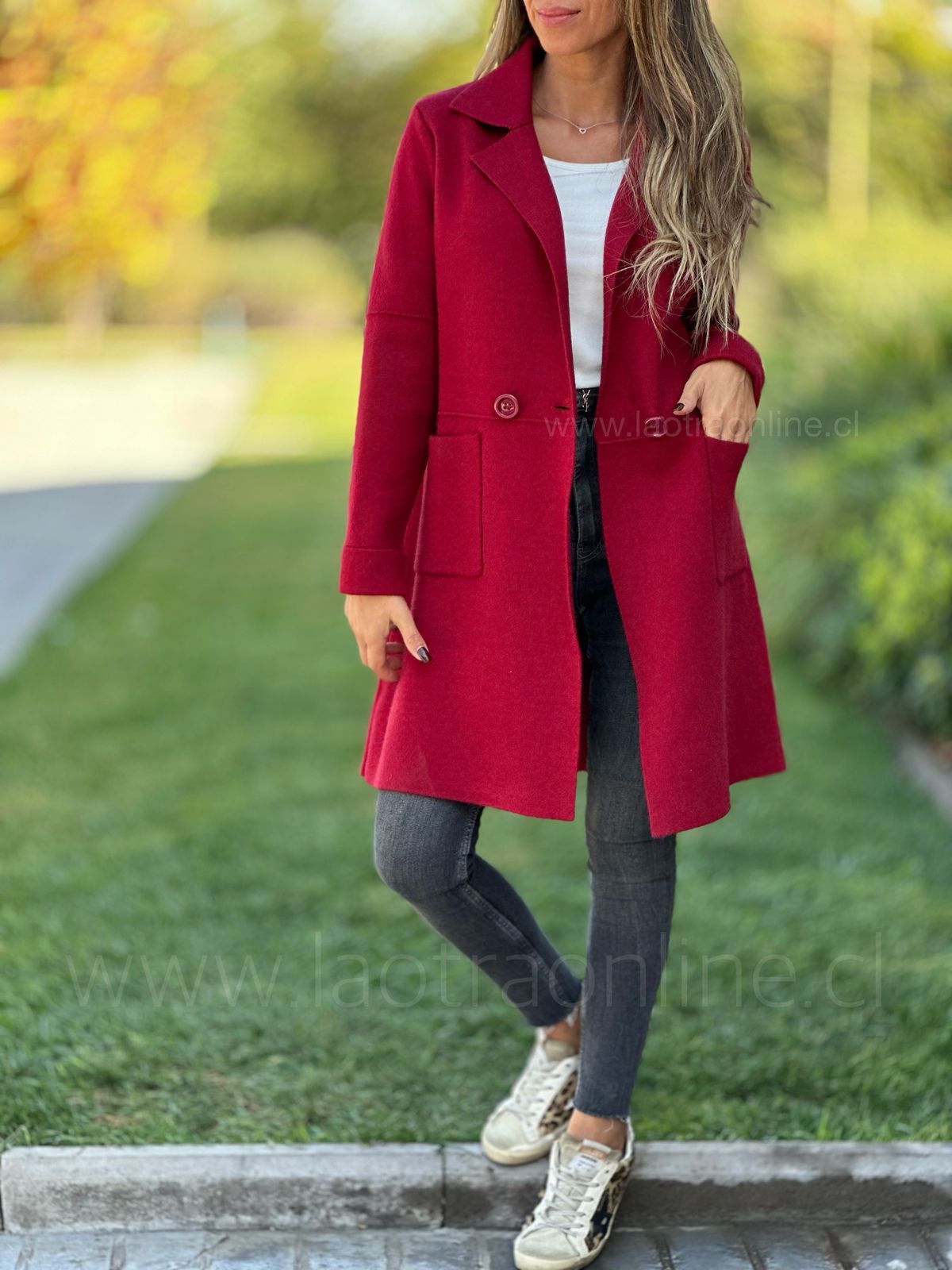 Abrigo Perla rojo