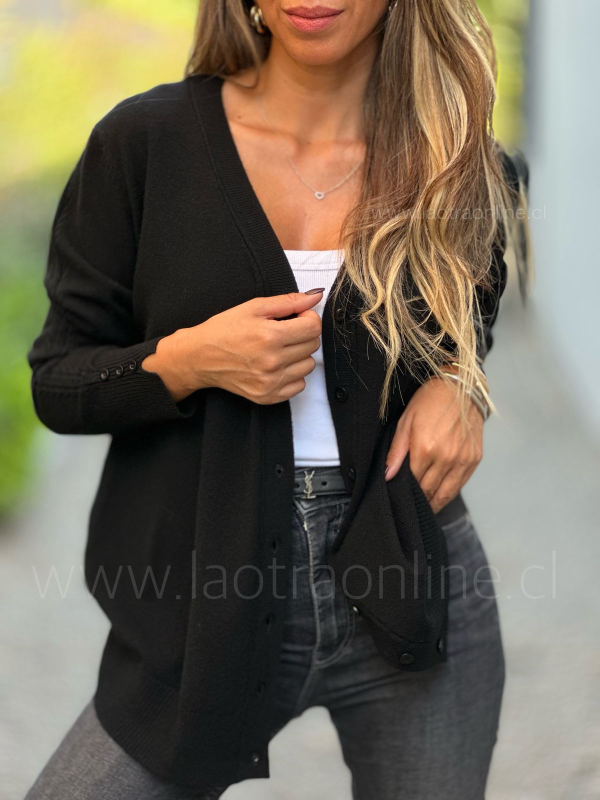 Chaleco manga Trenza negro