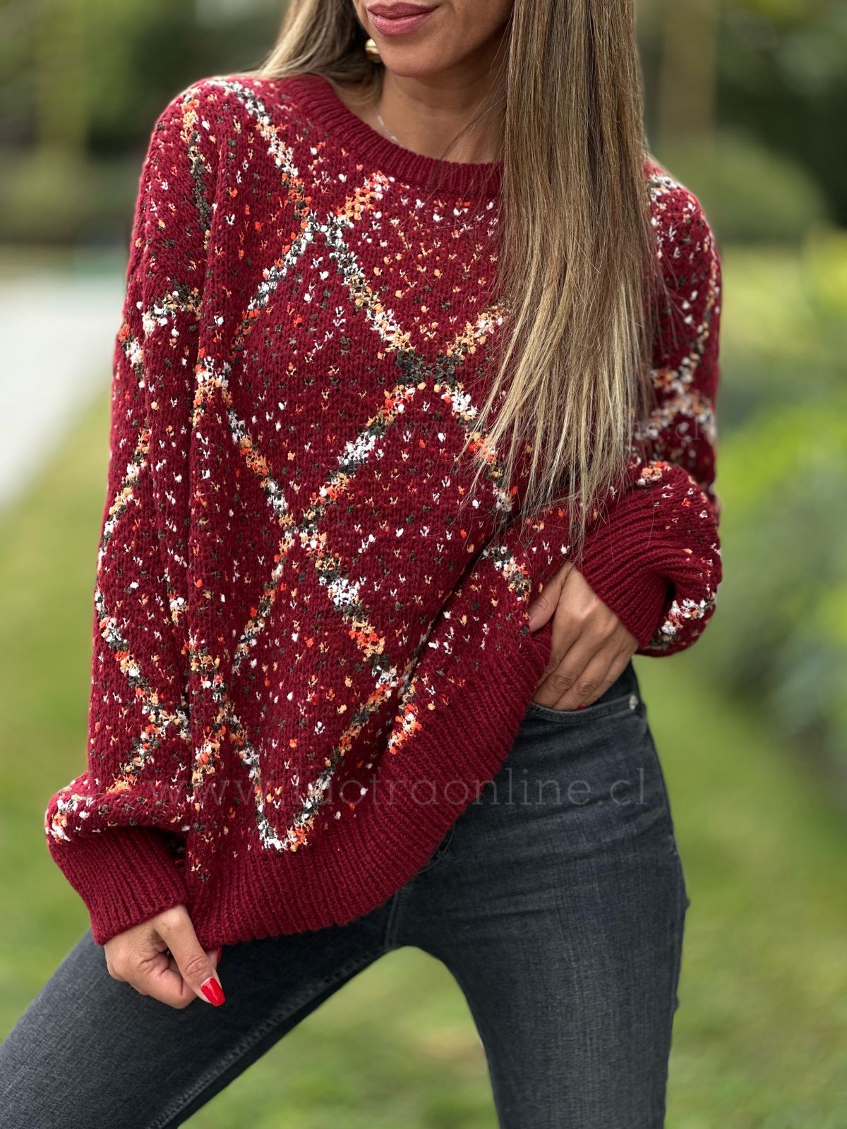 Sweater Jaspi cherry
