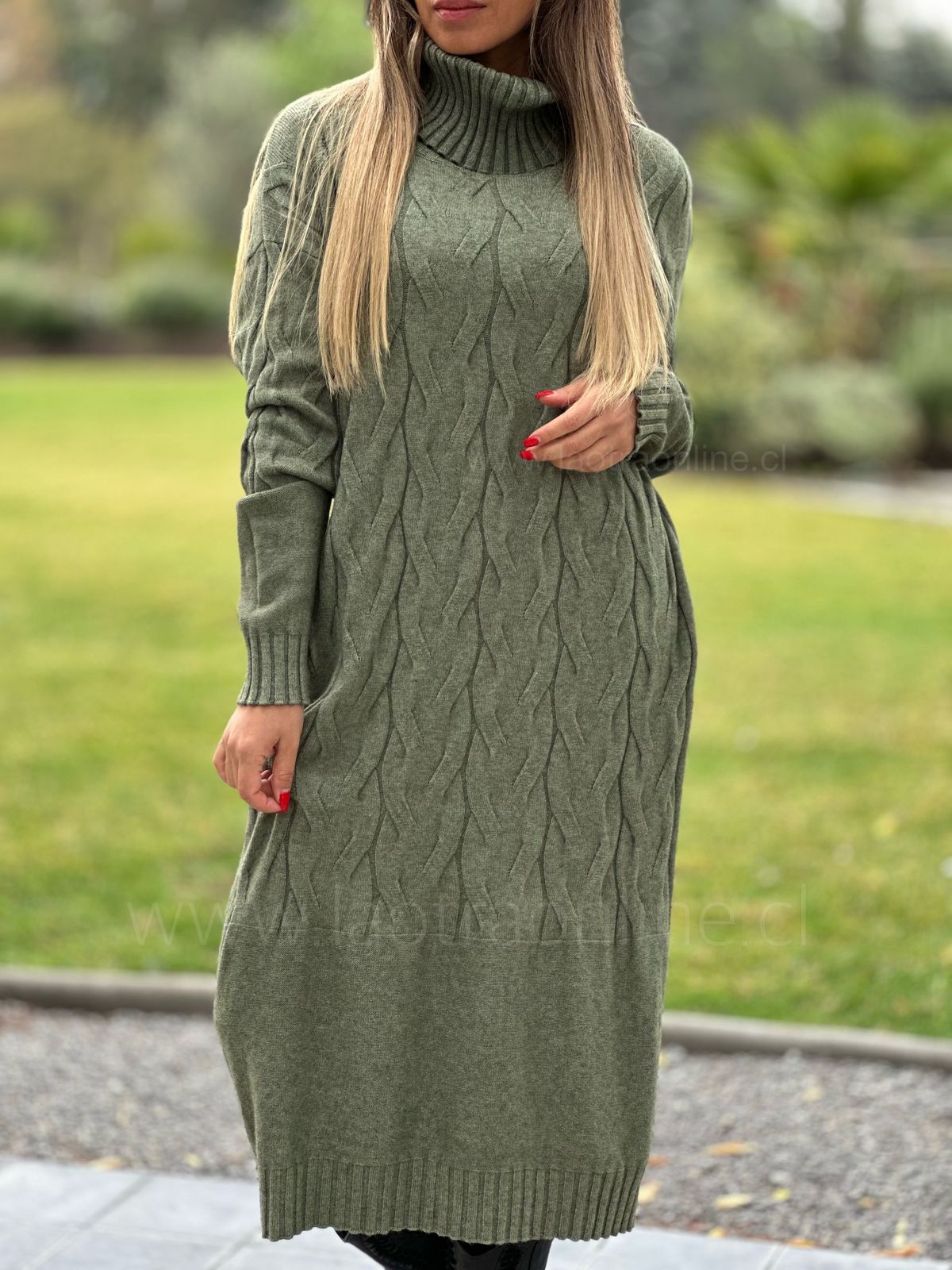 Maxi Sweater/vestido Sol olivo